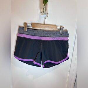 Women's Black and Purple Athletic Shorts 16inch waist